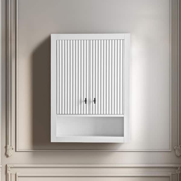 24 in. W x 8 in. D x 33 in. H Bathroom Storage Wall Cabinet in Linear White/MB