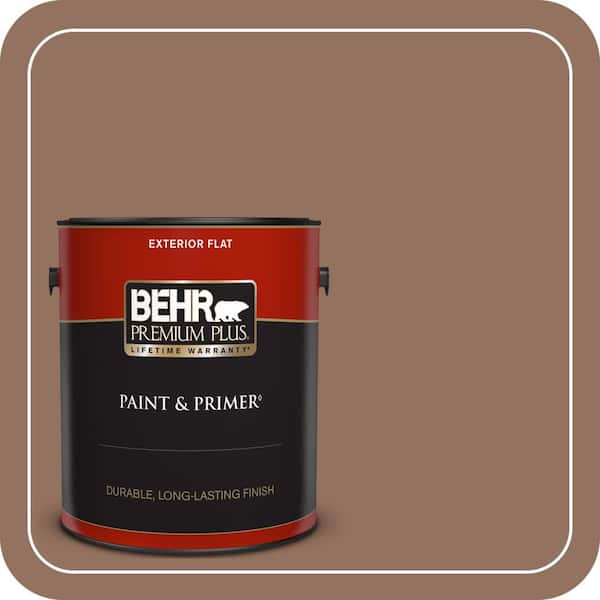 BEHR PREMIUM PLUS 1 gal. #BXC-84 Corral Brown Flat Exterior Paint & Primer