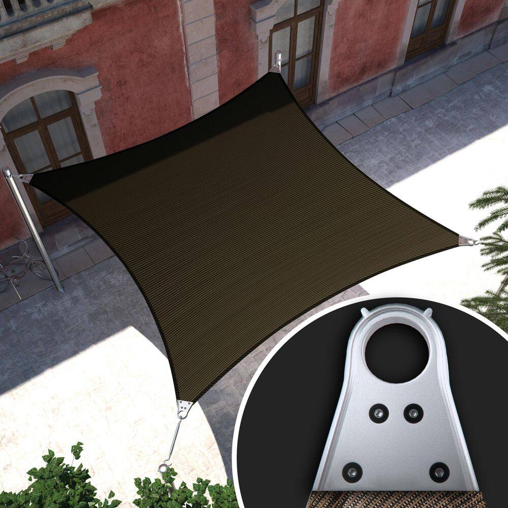 Super Ring 18 ft. x 18 ft. Sun Shade Sail with Winch Kits-Brown price history on PriceWatchPro