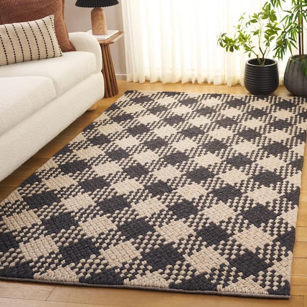 Natural Fiber Couture 5 ft. x 8 ft. Black/Beige Check Area Rug