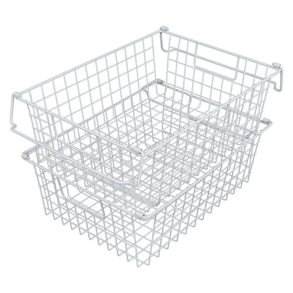 2 Pack White Wire Baskets for Kitchen, 3 Compartment Bin for