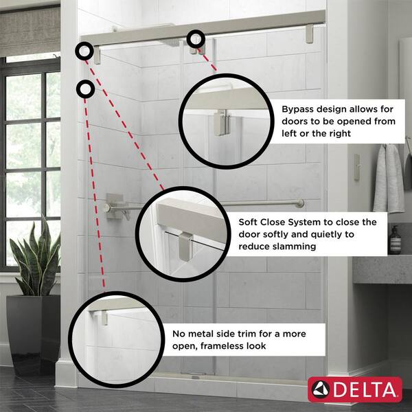 Delta Traditional 48 in. x 70 in. Semi-Frameless Sliding Shower Door in  Nickel with 1/4 in. Tempered Rain Glass 2421904 - The Home Depot