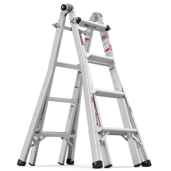 17 ft. Reach Aluminum Folding Telescoping Multi-Position Ladder Load 25 lb. ANSI Ladder Rating