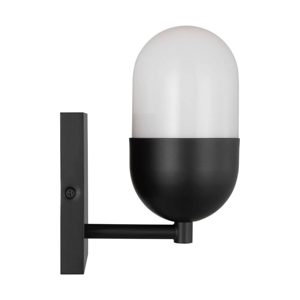 Midnight Black Milk Glass Wall Sconce Light