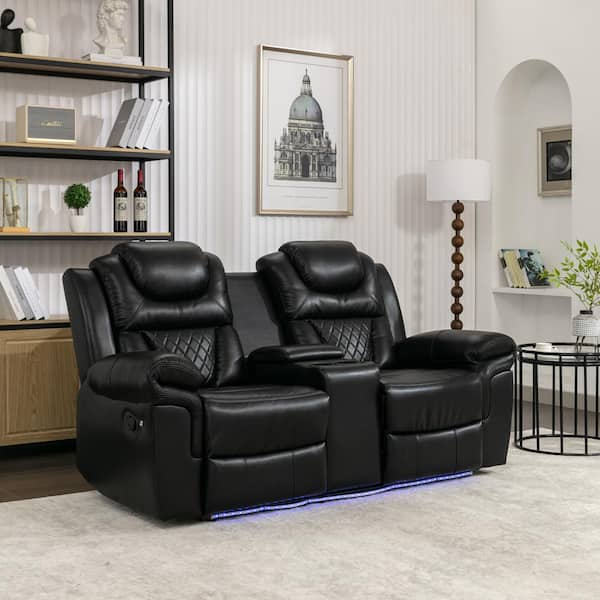 Black leather deals power reclining loveseat