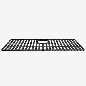 28 in. Silicone Kitchen Sink Protective Bottom Grid For Single Basin Sink in Matte Black
