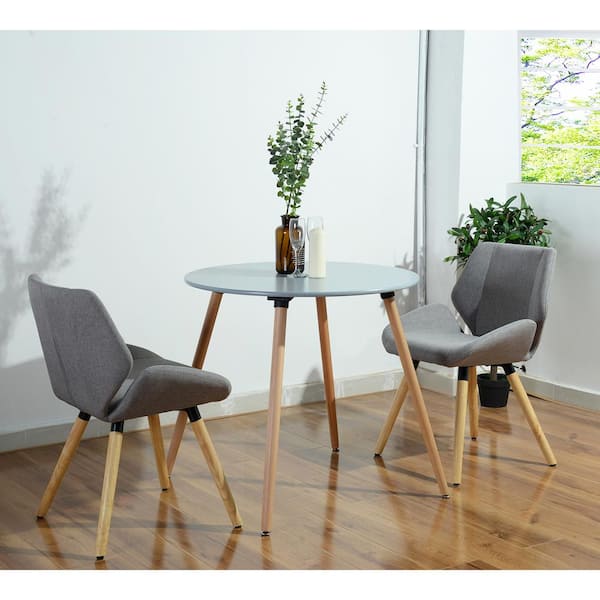 Homy Casa Rookie 31.5 in.Round Grey Manuefactured Wood Top Beech Wood Legs Dining Table(Seats 4)