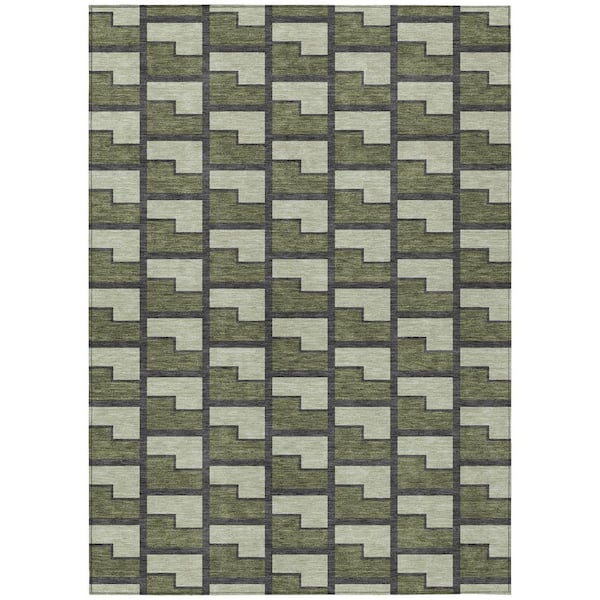 Chantille Machine Washable Indoor/Outdoor Abstract ACN2416 Olive 10 ft. x 14 ft. Area Rug