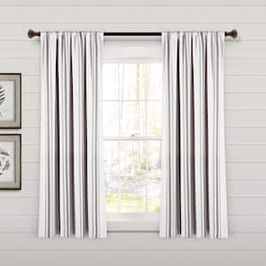 Farmhouse Stripe 42 in. W x 63 in. L Yarn Dyed Eco-Friendly Recycled Cotton Window Curtain Panels in Gray Set