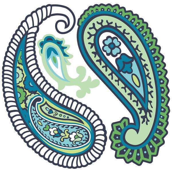 WallPops 13 in. x 13 in. Paisley Please Dot - Blue/Green 8-Piece Wall Decal-DISCONTINUED