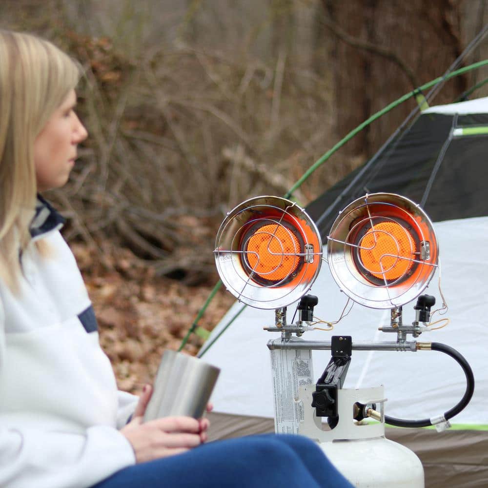 30,000 BTU Grey Steel Double Tank Top Propane Heater