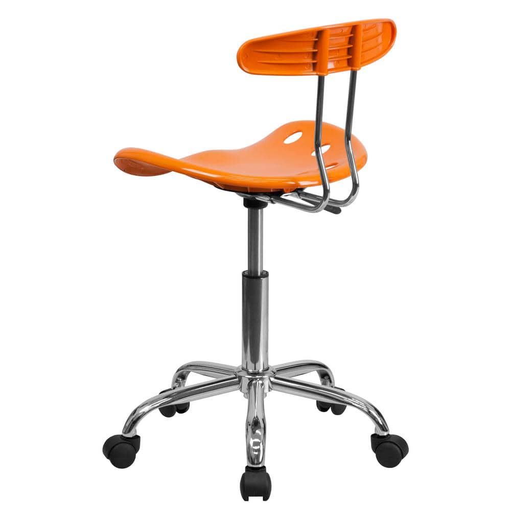 Vibrant Orange Chrome Swivel Task Chair with Tractor Seat, 20"