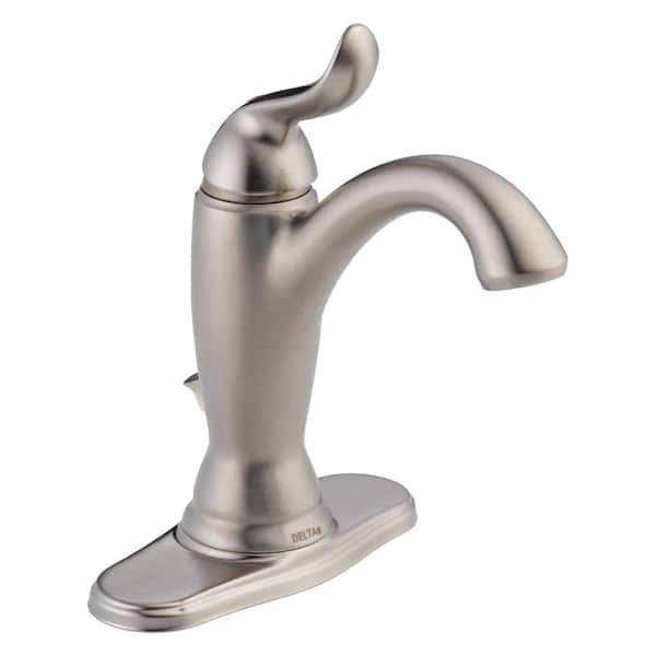 Delta Linden Single Hole Single-Handle Bathroom Faucet with Metal Drain Assembly in Stainless