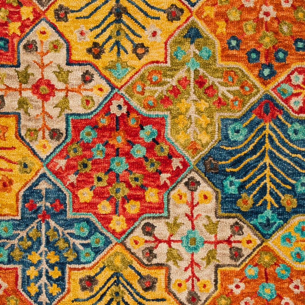 Aspen Blue and Orange Handmade Wool Area Rug