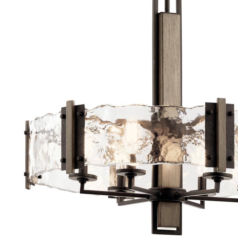 Rustic Country Bronze Drum Chandelier with Clear Shades - 28" Wide