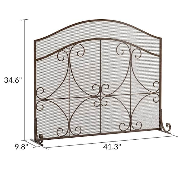 Fire Beauty Flat Panel Fireplace Screen Free Standing Spark Guard Wrought  Metal Gate Cover for Home, Decorative Mesh Fire Place Safety Fence,Baby  Safe