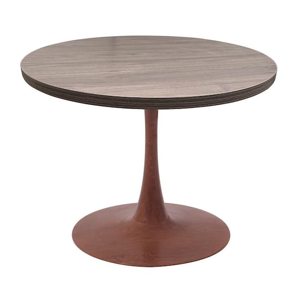Bristol 36 in. Wide Round Dining Table MDF Tabletop and Cherry Steel Base Modern Kitchen Table in Dark Walnut