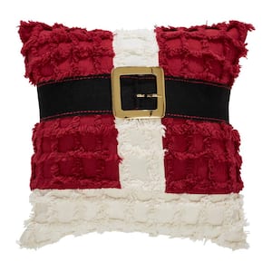 Kringle Red Black White Chenille 12 in. x 12 in. Santa Suit Throw Pillow