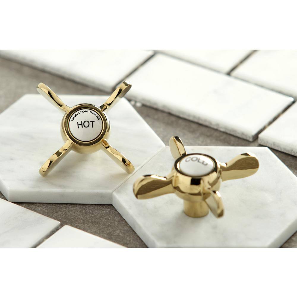 Polished Brass Wall Mount Double Handle Faucet
