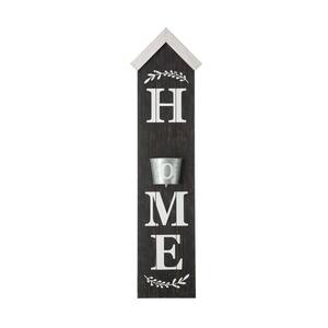 42 in. H Wooden Natural HOME Porch Sign with Metal Planter