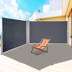63 in. x 236 in. Retractable Rust-Proof Patio Sunshine Screen Privacy Divider for Courtyard, Black