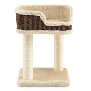 Multi-level Cat Climbing Tree with Scratching Posts and Large Plush Perch in Beige