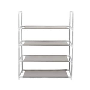 23 in. H x 29 in. W Space Saving 12-Pair Gray Stainless Steel Shoe Rack