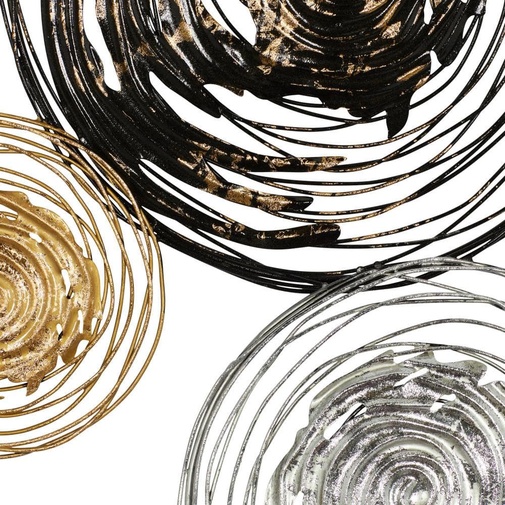 42" Gold and Silver Metal Spiral Wall Sculpture