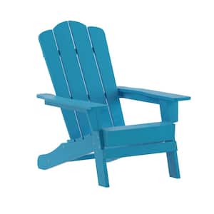 Blue Faux Wood Resin Outdoor Lounge Chair in Blue (Set of 4)