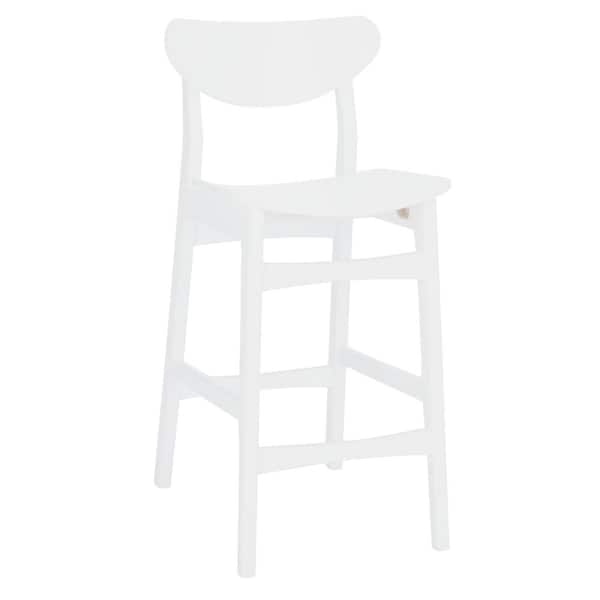 Thaxton 25.59 in. White Mid-Back Wood Frame Counter Stool with Foot Rest