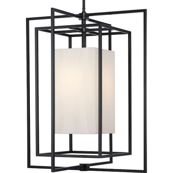Progress Lighting Point Dume Shadmore Collection Hardwired 1-Light Matte Black 31.25 in. LED Outdoor Lantern Sconce with No Bulbs Included