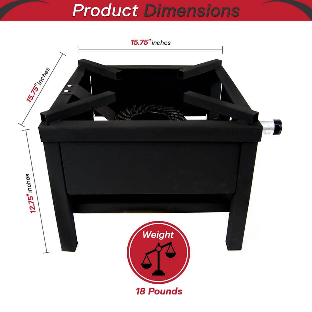 Heavy-Duty Black Steel Single Burner Propane Gas Cooker
