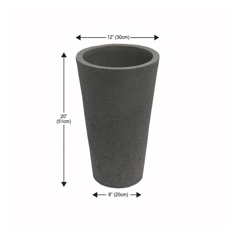 20" Tall Gray Recycled Material Self-Watering Outdoor Planter Set