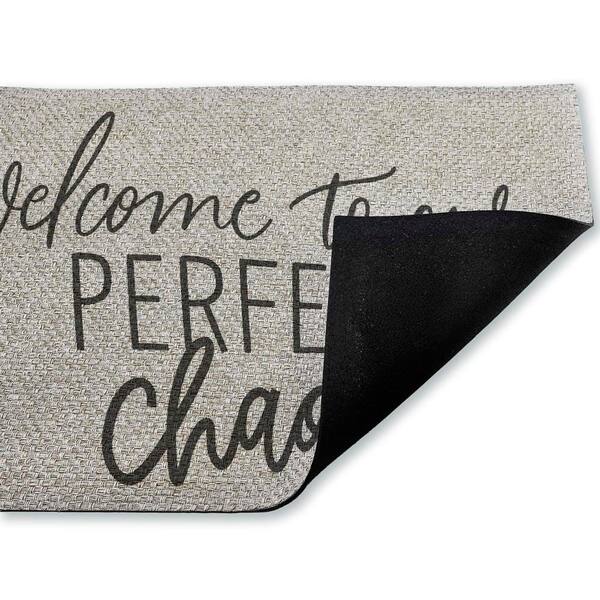 Welcome Perfect Chaos Brown 18 in. x 30 in. Polyester Non-Slip Outdoor Door Mat