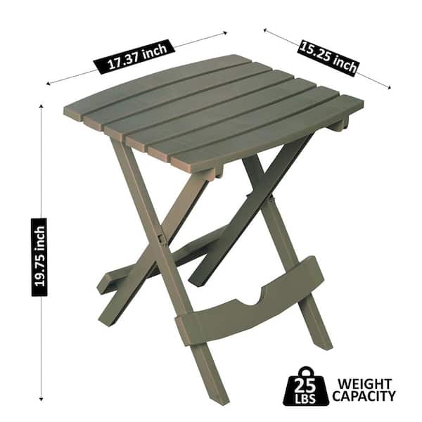 Adams Quik-Fold 20 in. Resin Gray Square Patio Side Table 258502