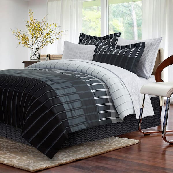 Brown & Grey Ombre 8-Piece Grey King Comforter Set