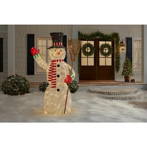 6 ft. Polar Wishes LED Snowman with Broom Holiday Yard Decoration