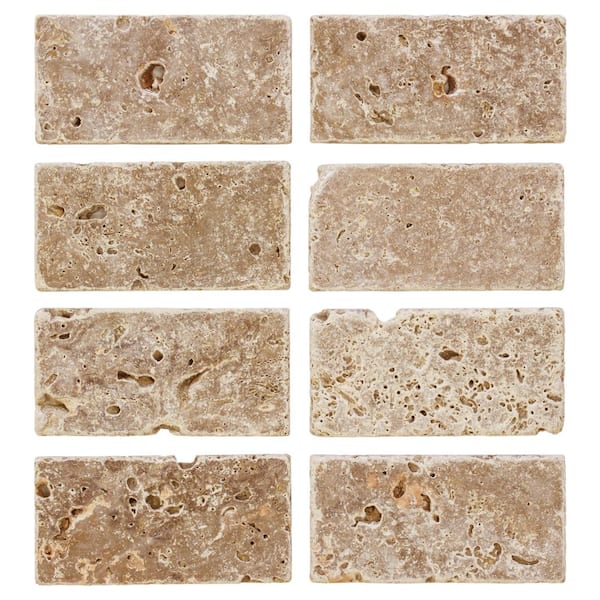 Jeffrey Court Travertine Noce Browns/Tans 3 in. x 6 in. Tumbled Travertine Wall and Floor Tile (1 sq. ft. / pack)