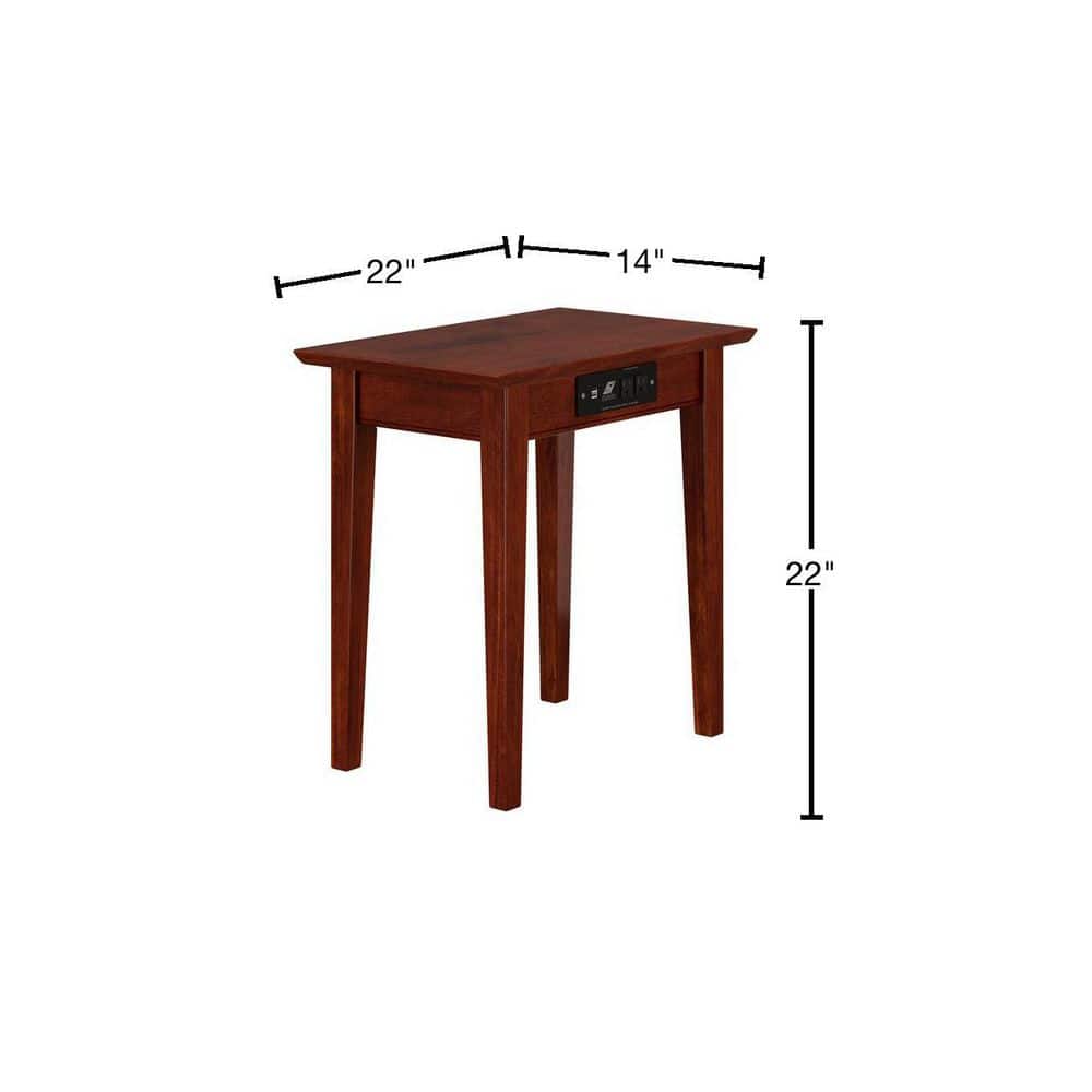 Walnut Shaker Chair Side Table with Charging Station