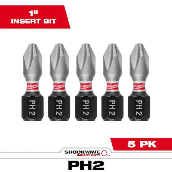 SHOCKWAVE Impact Duty 1 in. Phillips #2 Alloy Steel Insert Bit (5-Pack)