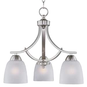 Axis 3-Light Satin Nickel Chandelier with Frosted Shade