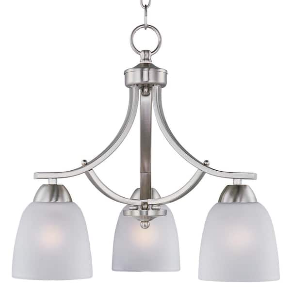 Maxim Lighting Axis 3-Light Satin Nickel Chandelier with Frosted Shade