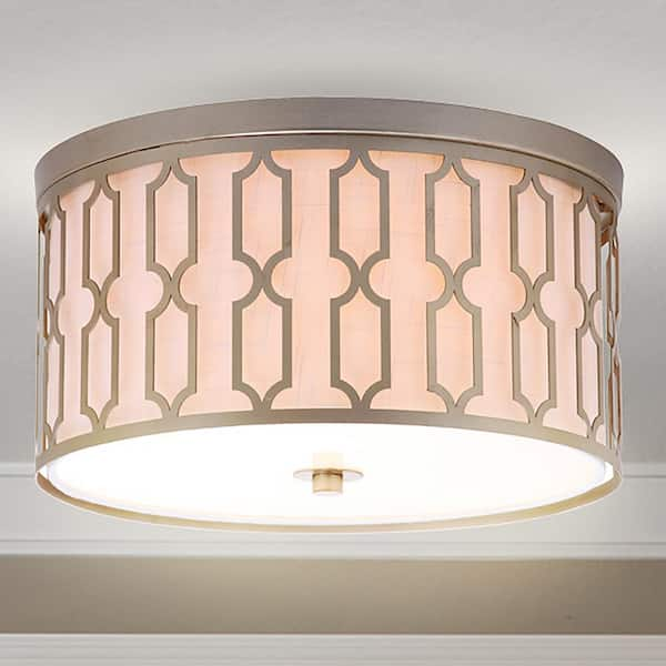 JONATHAN Y Link 3-Light Soft Gold 16.75 in. Metal Flush Mount