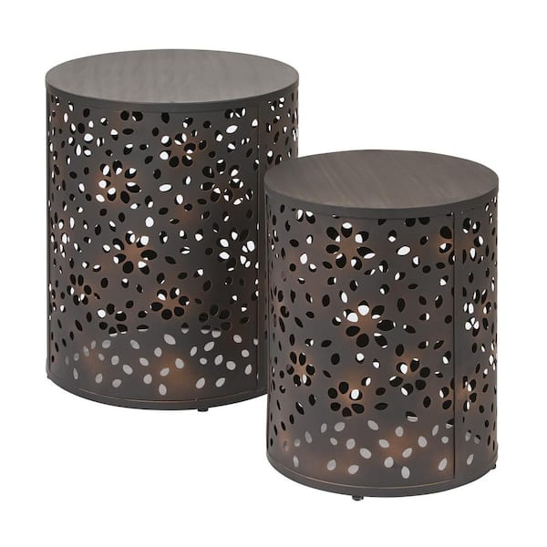 OSP Home Furnishings Middleton 2-Piece Antique Bronze Set Round Accent Tables
