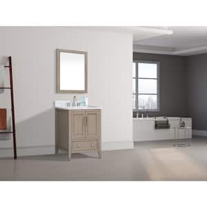 Everette 25 in. W x 22 in. D x 35 in. H Bath Vanity in Gray Oak with White Marble Top