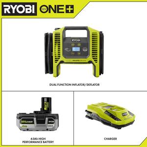 ONE+ 18V Cordless Dual Function Inflator/Deflator with HIGH PERFORMANCE 4.0 Ah Battery and Charger Kit