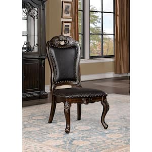 Rolling Knoll Traditional Walnut and Dark Brown Faux Leather Dining Chairs (Set of 2)