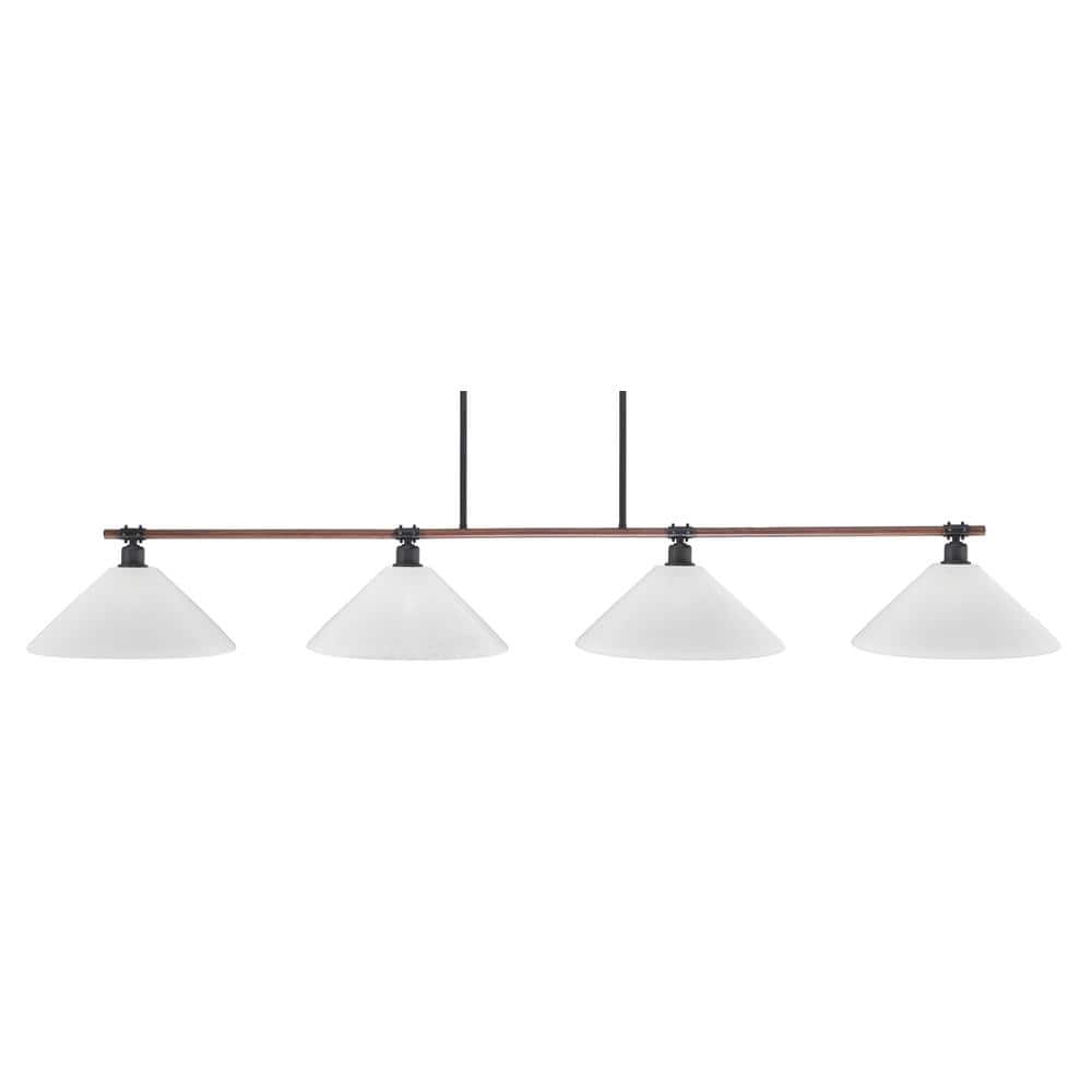 London 4-Light Painted Wood-Look Metal & Dark Granite Light Chandelier with