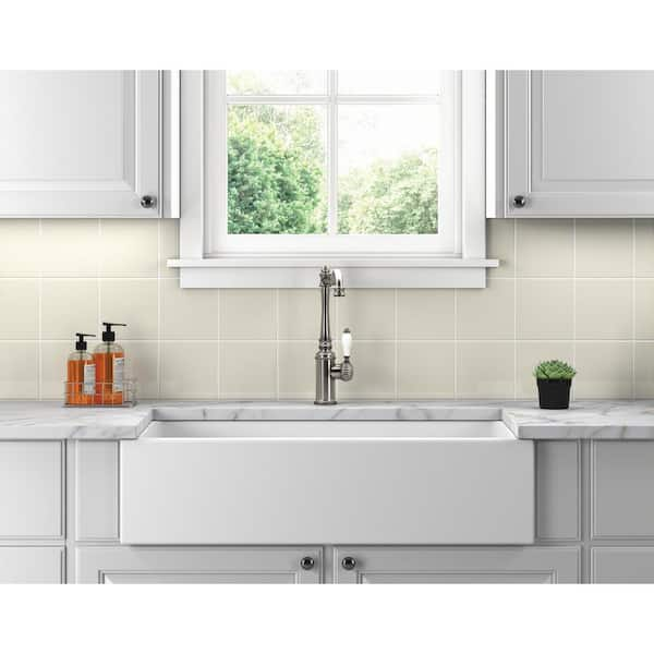 Restore Ivory Glossy 6 in. x 6 in. Glazed Ceramic Sample Tile