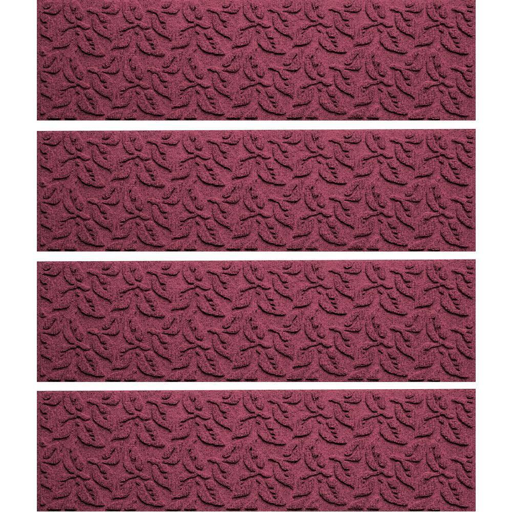 Bungalow Flooring Waterhog Dogwood Leaf Bordeaux 8.5 in. x 30 in. PET